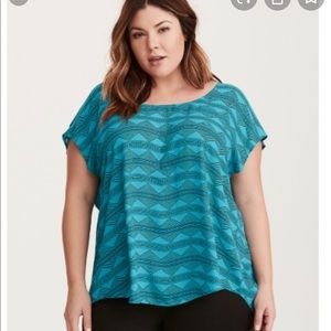 Teal with Geometric Pattern Blouse 2x Torrid